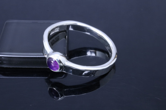 指輪 メンズ レディース : 丸 鎚目 シルバー リング 3mm幅 石付 8～26号 シンプル ペアリング 3枚目の画像
