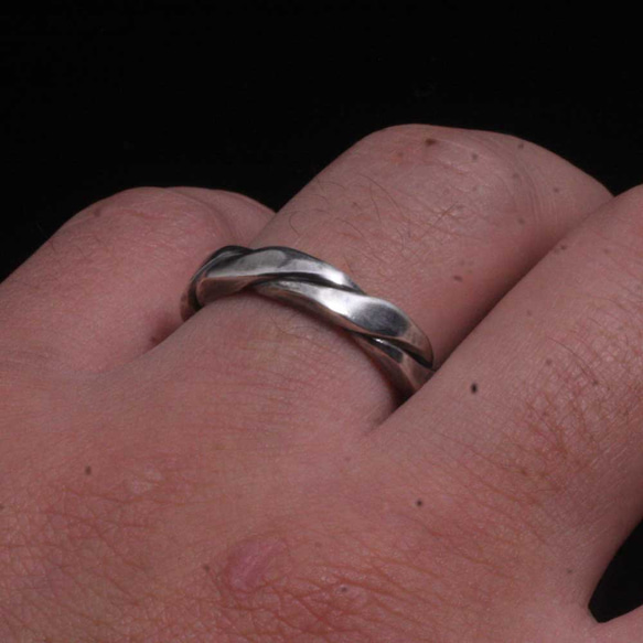 指輪 メンズ : ツイスト シルバー リング 10～27号 シンプル 5枚目の画像