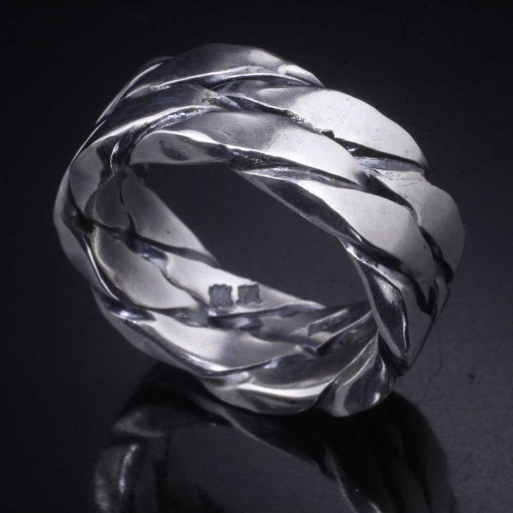 指輪 メンズ : ツイスト ダブル シルバー リング 10～27号 シンプル R-80
