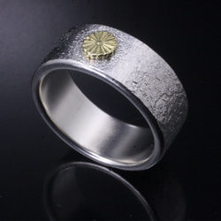 指輪 メンズ : 岩石 菊紋 平打ち シルバー K18 リング ゴールド 14～28