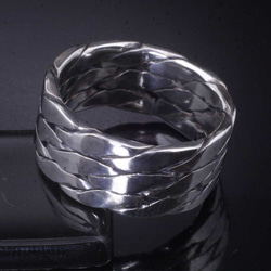 指輪 メンズ : ツイスト トリプル シルバー リング 10～27号 シンプル 2枚目の画像