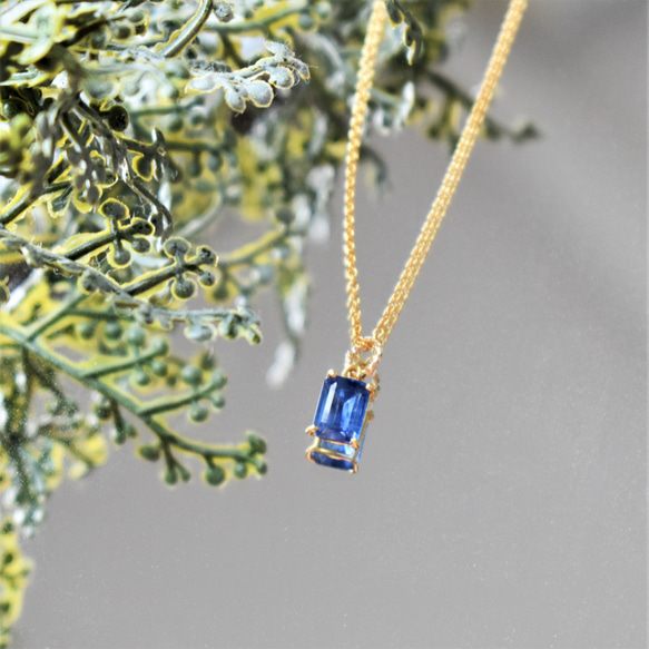 【數量有限】稀有！ Granblue 珠寶散裝藍晶石長方形手術不銹鋼項鍊 40 厘米 第2張的照片