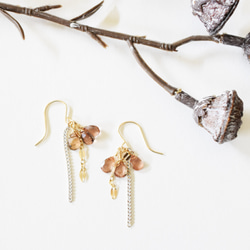 【數量有限，耳環可換】稀有色♪紅柱石手術不銹鋼鉤耳環 第2張的照片