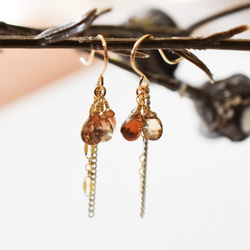 【數量有限，耳環可換】稀有色♪紅柱石手術不銹鋼鉤耳環 第7張的照片