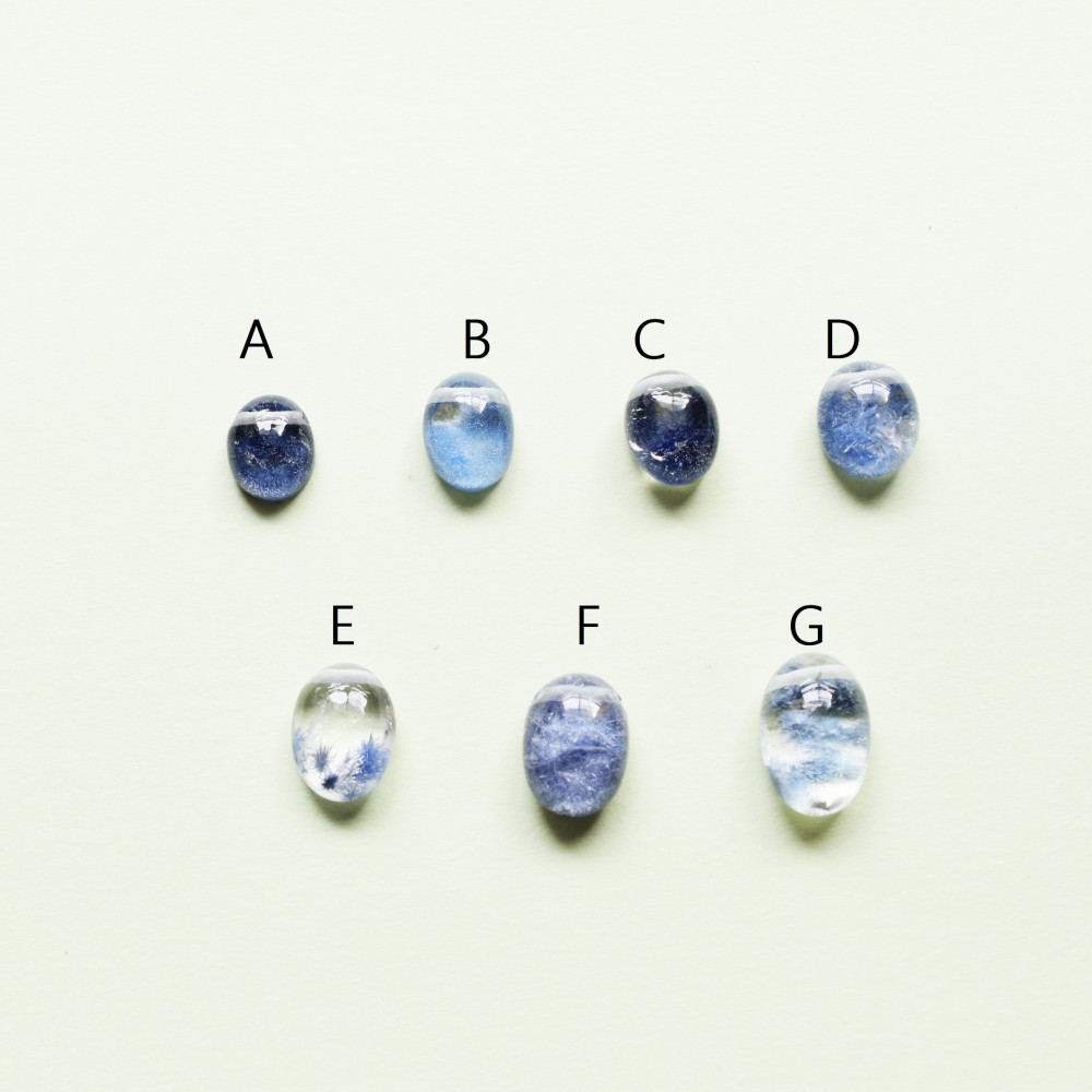 【残りABG】希少石　デュモルチェライトインクォーツ　オーバルカボション　サージカルステンレスネックレ