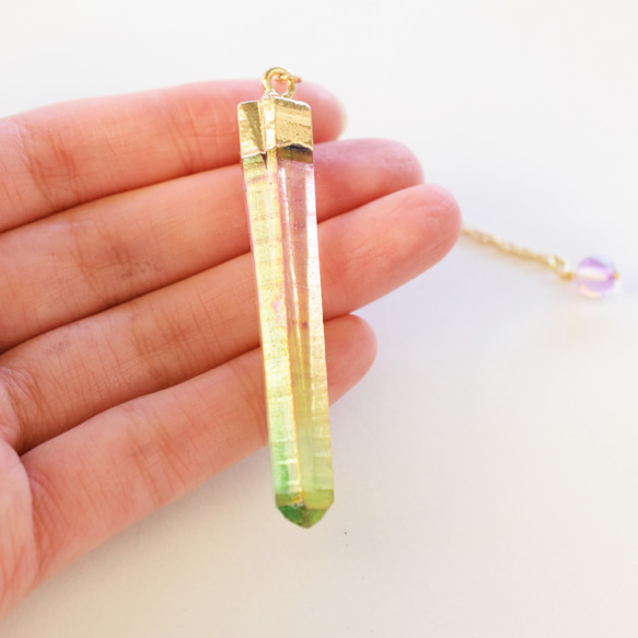 [剩餘 14 件]稀有 ♪ 口紅神秘水晶水晶擺 (綠色粉紅) 第2張的照片