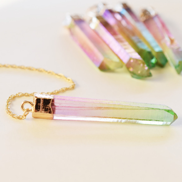 [剩餘 14 件]稀有 ♪ 口紅神秘水晶水晶擺 (綠色粉紅) 第9張的照片