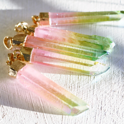 [剩餘 14 件]稀有 ♪ 口紅神秘水晶水晶擺 (綠色粉紅) 第10張的照片