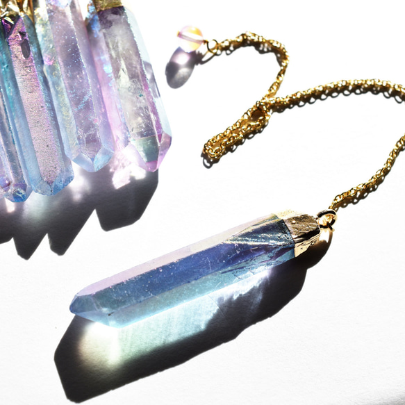 [庫存不足]稀有♪口紅神秘水晶水晶擺飾（藍粉紅色） 第1張的照片