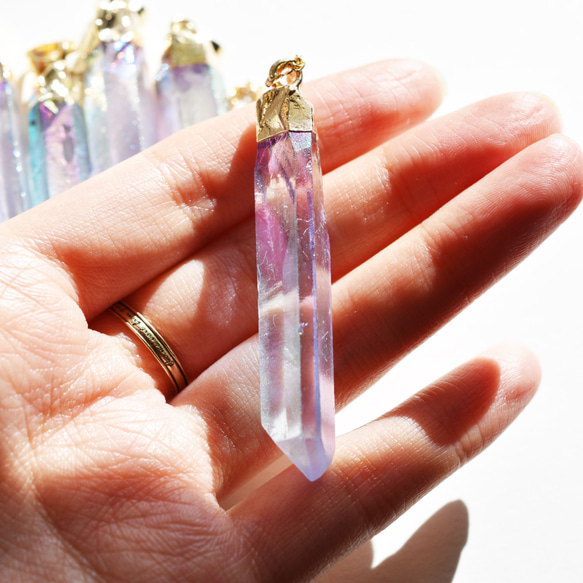 [庫存不足]稀有♪口紅神秘水晶水晶擺飾（藍粉紅色） 第4張的照片