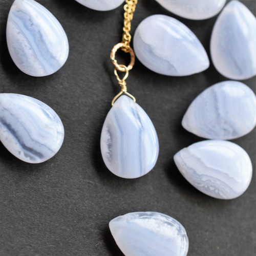 青い瑪瑙のネックレス 約40cm