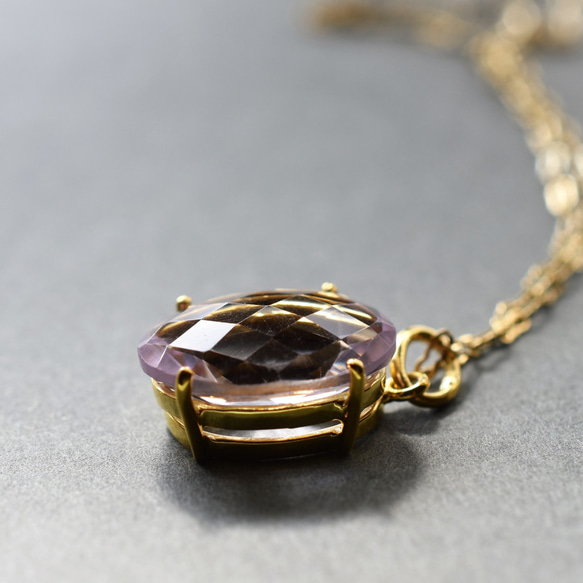 新春[1件/ A橢圓形]超大號珠寶散粉紫水晶14KG F50cm項鍊 第4張的照片