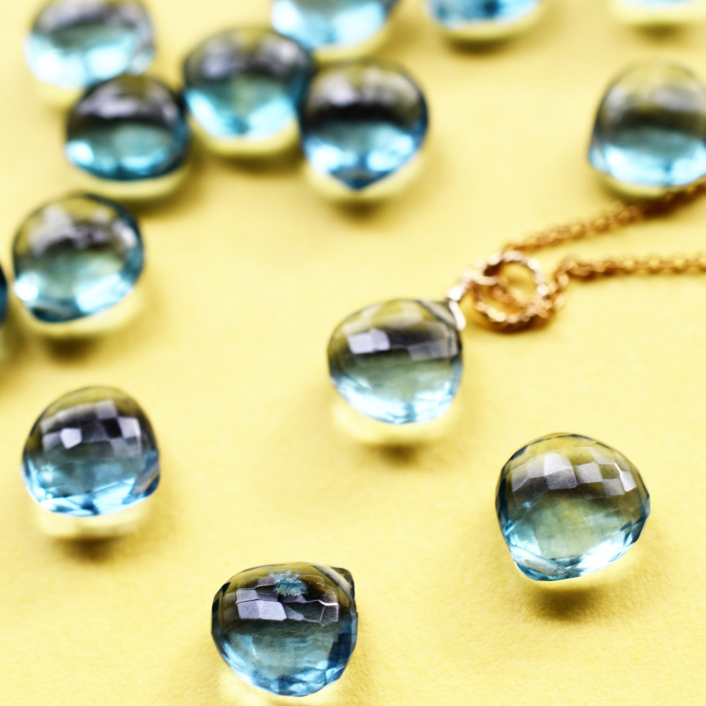 【限定数のみ】宝石質　アクアブルーフローライト　一粒マロン　サージカルステンレス40cmネックレス