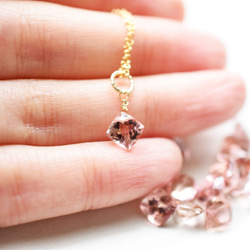 [剩餘1件]散裝珠寶用的玫瑰粉紅色粉紅色碧璽公主方形切工14kgf項鍊40cm 第4張的照片
