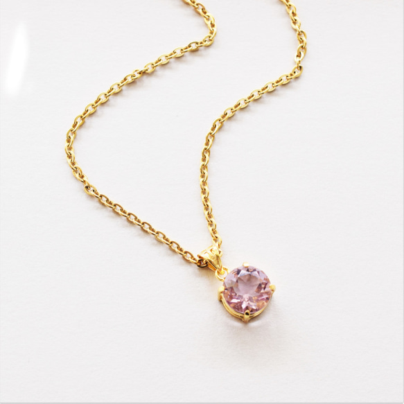 【獨一無二/圓形D】超稀有寶石品質粉色螢石手術金項鍊50cm 第6張的照片