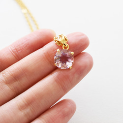 【1点もの・ラウンドD】超希少　宝石質　ピンクフローライト　サージカルゴールドネックレス50cm 7枚目の画像