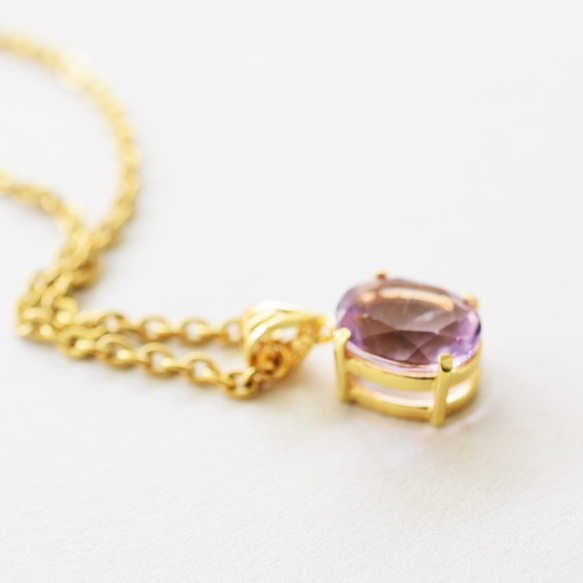 【1点もの・オーバルE】超希少　宝石質　ピンクフローライト　サージカルゴールドネックレス50cm 2枚目の画像