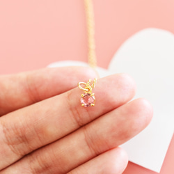 【残り9・濃い色】宝石用ルース　ハニーピンクカラー　ピンクトルマリン　ラウンド枠留め　サージカルステンレスネックレス 7枚目の画像