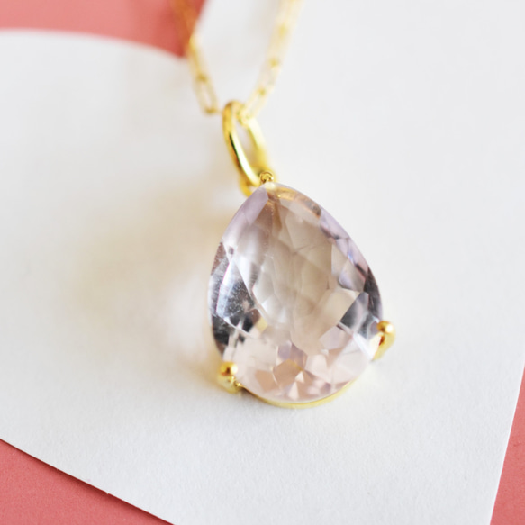 [獨一無二/E 級] 超大寶石寬鬆粉紅紫水晶手術不鏽鋼 50 公分項鍊 第4張的照片
