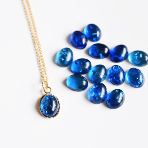 ゆあさま専用OKINAWAN JEWELRY ネックレス 青色 沖縄の海を持ち帰り！ キラキラ青く輝くオキナワンジュエリー