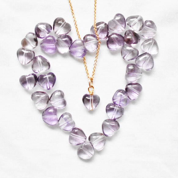 半價促銷【數量有限】Plump Petit Heart♪ 淺色紫水晶手術不銹鋼 40 公分項鍊 第1張的照片