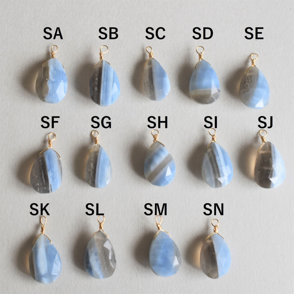 半額SALE【SJのみ】ストライプオパール　ペアシェイプMサイズ　サージカルステンレスネックレス40cm 2枚目の画像