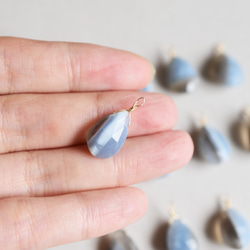 半額SALE【SJのみ】ストライプオパール　ペアシェイプMサイズ　サージカルステンレスネックレス40cm 4枚目の画像