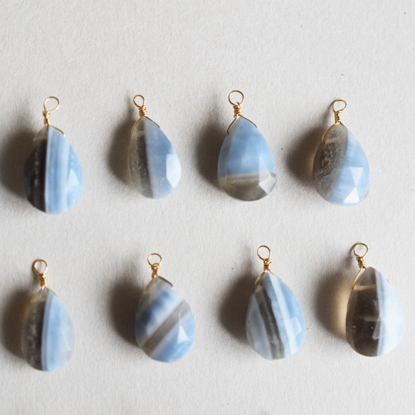 半額SALE【SJのみ】ストライプオパール　ペアシェイプMサイズ　サージカルステンレスネックレス40cm 7枚目の画像