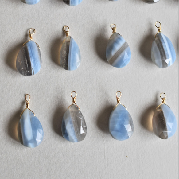 半額SALE【SJのみ】ストライプオパール　ペアシェイプMサイズ　サージカルステンレスネックレス40cm 8枚目の画像