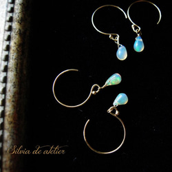 14kgf》天然石 プレシャス オパール ドロップ ピアス/イヤリング