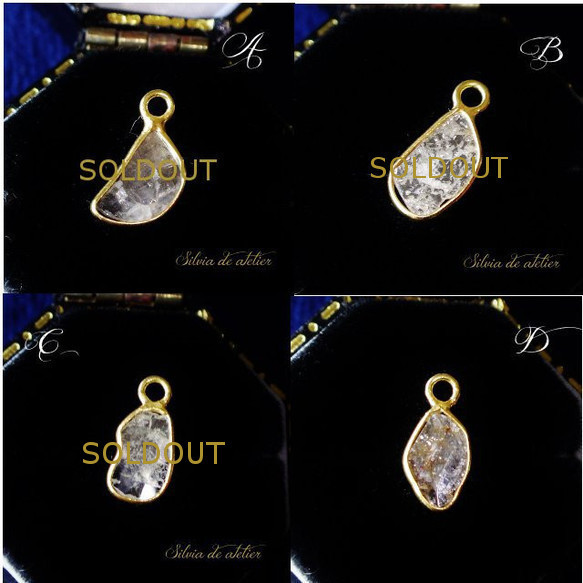 【ストーン選択・残り2】原石ナチュラル　AAA　スライスダイヤモンド　14kgfネックレス 2枚目の画像