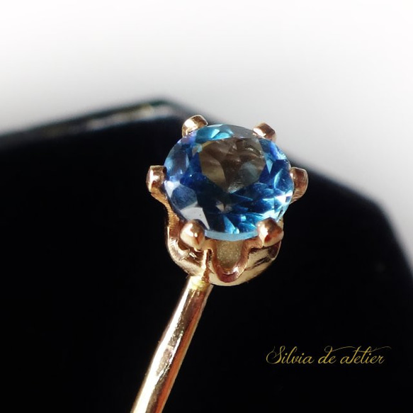 &lt;10/13 SELECT&gt;珠寶散裝倫敦藍色托帕石皇冠14KGF緊身戒指（戒指） 第2張的照片