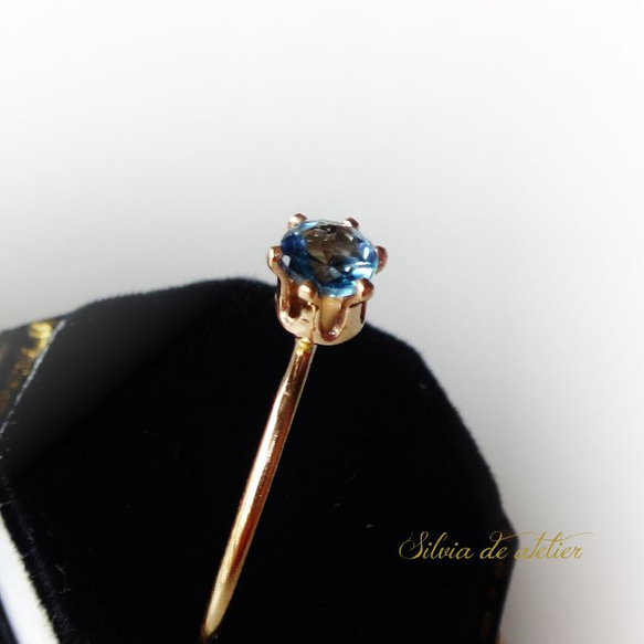 &lt;10/13 SELECT&gt;珠寶散裝倫敦藍色托帕石皇冠14KGF緊身戒指（戒指） 第7張的照片