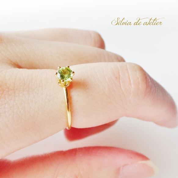 &lt;10/13 SELECT&gt;珠寶散裝橄欖石皇冠14KGF緊身戒指（戒指） 第7張的照片