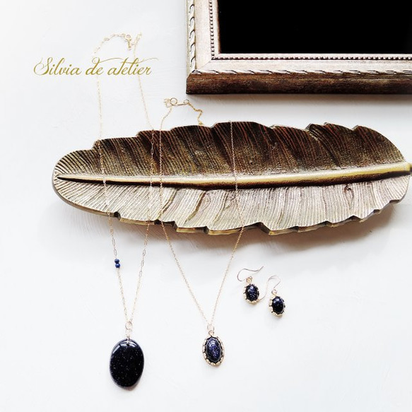 SALEワケありな逸品【在庫僅少】夜空の石　ブルーサンドストーン　オーバル　ペンダント　サージカルステンレスネックレス 9枚目の画像