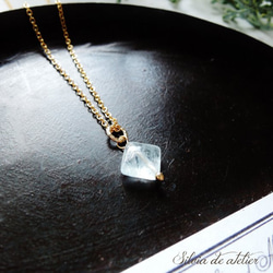 &lt;僅限數量&gt;鑽石型藍色海藍寶石14 kgf項鍊 第4張的照片