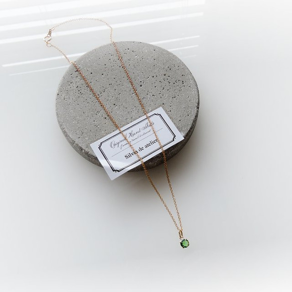 &lt;1點&gt;露絲珠寶18K框架綠色石榴石14kgf項鍊 第4張的照片