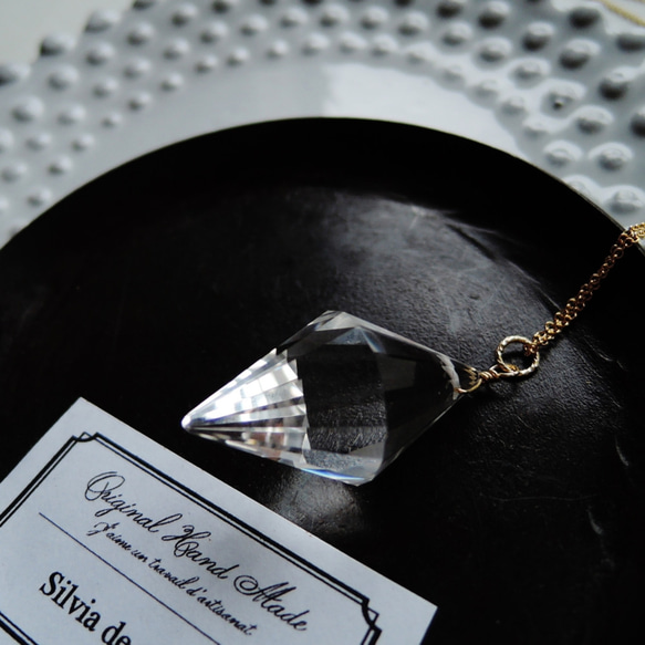 [Tsama reserve]大號鑽石切割水晶擺14kgf鏈項鍊 第7張的照片