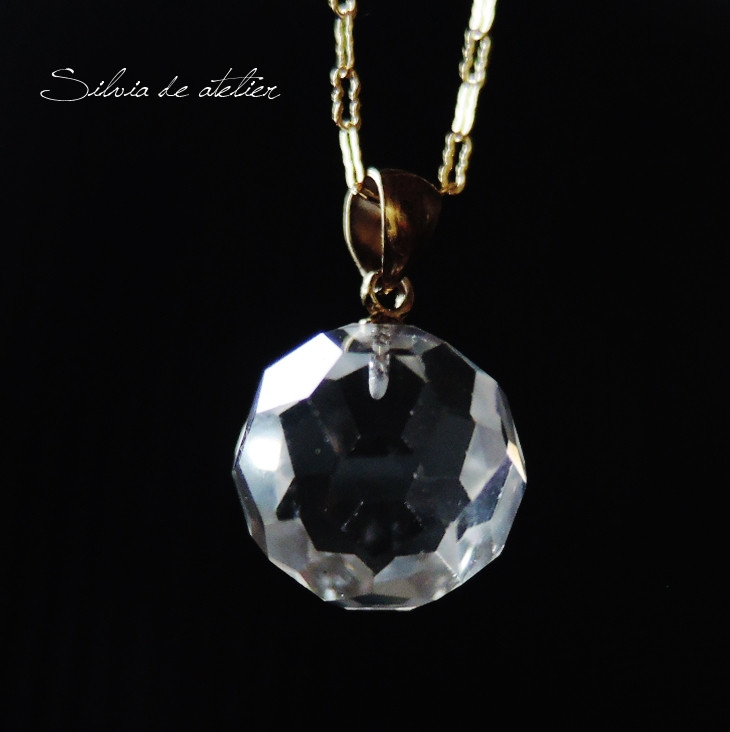 【限定数のみ】大粒　AAA　バッキーボールカット　クリスタル　約50cmサージカルステンレスチェーンネックレス