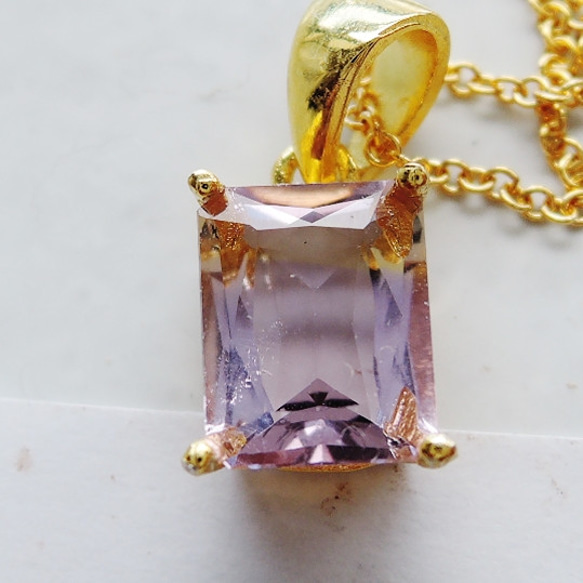 &lt;剩餘的1&gt;珠寶的散裝未加熱的玻利維亞紫黃晶矩形14kgf項鍊40cm 第4張的照片