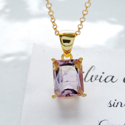 &lt;剩餘的1&gt;珠寶的散裝未加熱的玻利維亞紫黃晶矩形14kgf項鍊40cm 第7張的照片