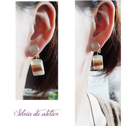 【1点のみ・ピアス変更不可】カフェモカ　ボツワナアゲート　ムーンストーンイヤリング 6枚目の画像