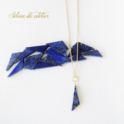 【小庫存】Kakera Lapis Lazuli Sankaku Necklace 約40cm14kgf項鍊 第4張的照片