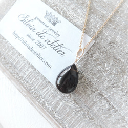 【數量有限】14毫米俄羅斯AAA級黑石英梨形光滑不銹鋼項鍊 第3張的照片