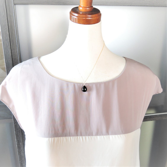 【數量有限】14毫米俄羅斯AAA級黑石英梨形光滑不銹鋼項鍊 第5張的照片