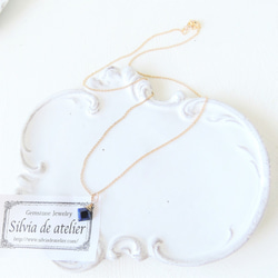 【人気再入荷】夜空から零れる　ラピスラズリ　プリンセスカット　サージカルステンレス約40cmチェーンネックレス 4枚目の画像