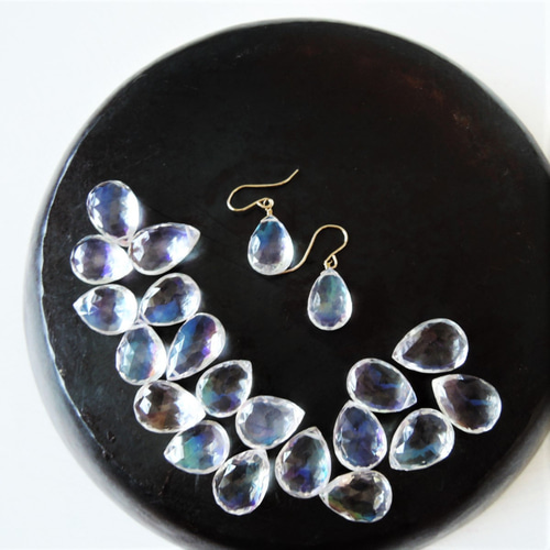 イヤリング変更可】〜hanabi〜 大粒 ミスティッククォーツ サージカル  