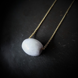 【在庫僅少】希少石！　ビルマ産ラベンダー翡翠　約40cm　サージカルステンレスネックレス 3枚目の画像