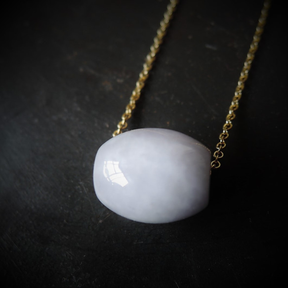 【在庫僅少】希少石！　ビルマ産ラベンダー翡翠　約40cm　サージカルステンレスネックレス 4枚目の画像