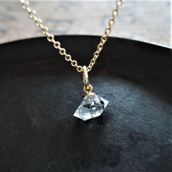 【残り1 アニバーサリー】ニューヨーク　ハーキマー　ダイヤモンド　クォーツ　14kgf約40cmチェーンネックレス 2枚目の画像